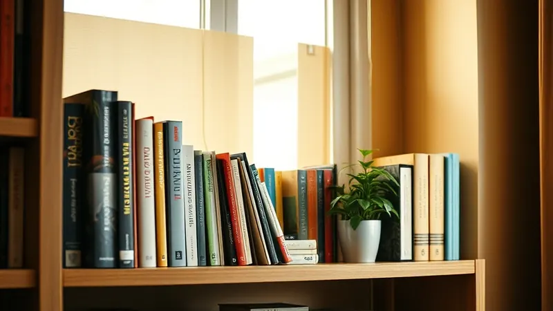 Bookshelf with some books turned spine in for a calmer look in a small apartment